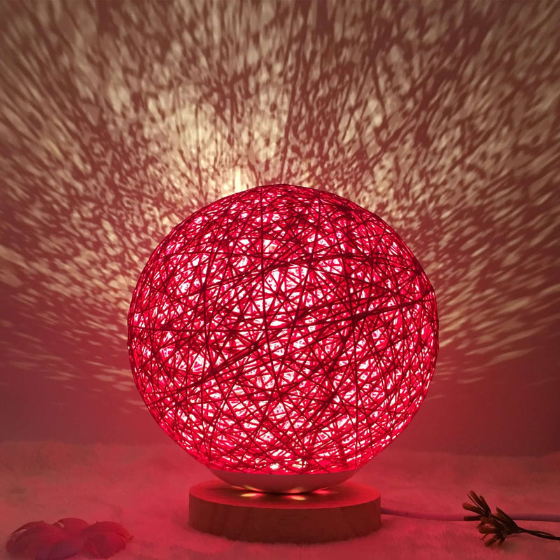 Amazon Hot Selling Creative Linen Table Lamp Novel and Unique LED Intelligent USB7 Color RGB16 Color Remote Control Rattan Ball Lamp