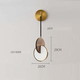 Modern LED wood and metal chandelier with gold accents, dimensions: 20cm x 29cm, color temperature 3000K.