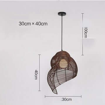 NEW snail rattan pendant light, vintage wicker design, adjustable 100cm height, suitable for any hallway.