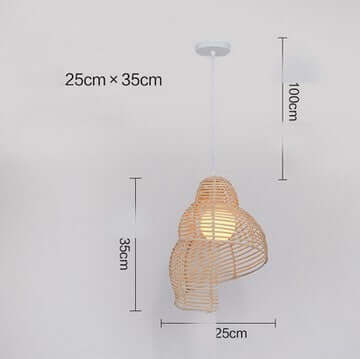 NEW Snail Rattan Pendant Light showcasing dimensions 25x35cm, perfect for reading rooms and hallways.