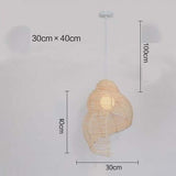 NEW Snail Rattan Pendant Light with adjustable height, dimensions 30x40cm, ideal for vintage decor.