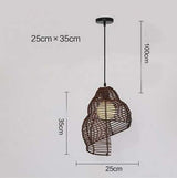 NEW Snail Rattan Pendant Light dimensions 25x35cm, 100cm height, creative wicker design for stylish interiors.