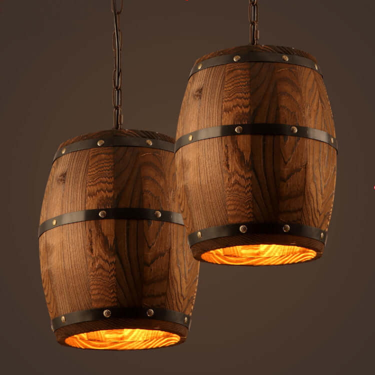 Creative personality wine barrel wooden chandeliers