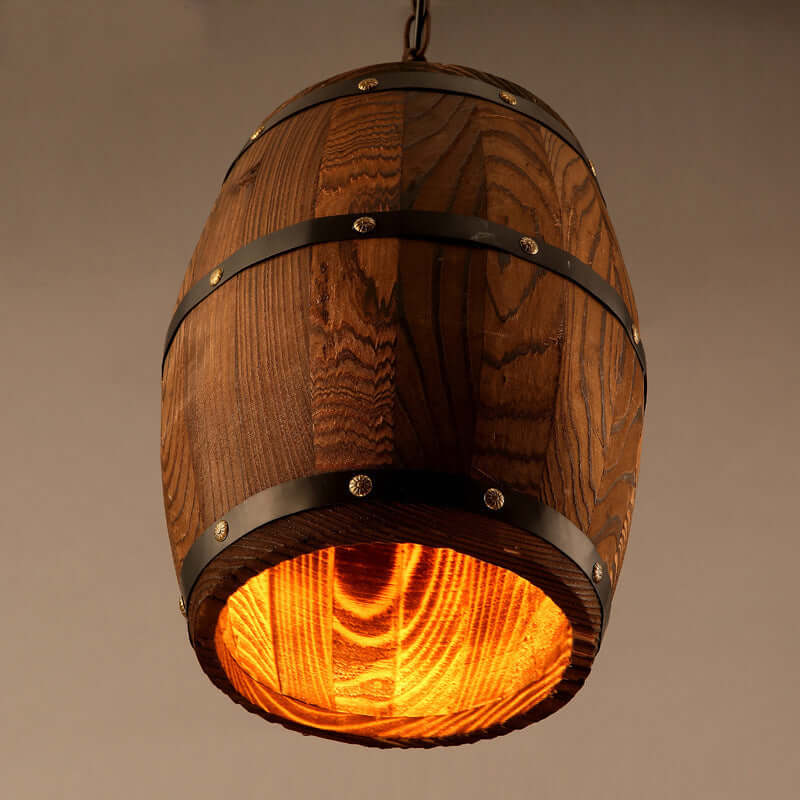 Creative personality wine barrel wooden chandeliers