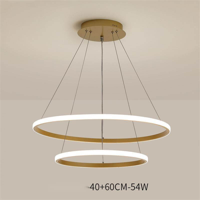 Modern two-ring chandelier lamp with a sleek design, suitable for living rooms or dining areas.